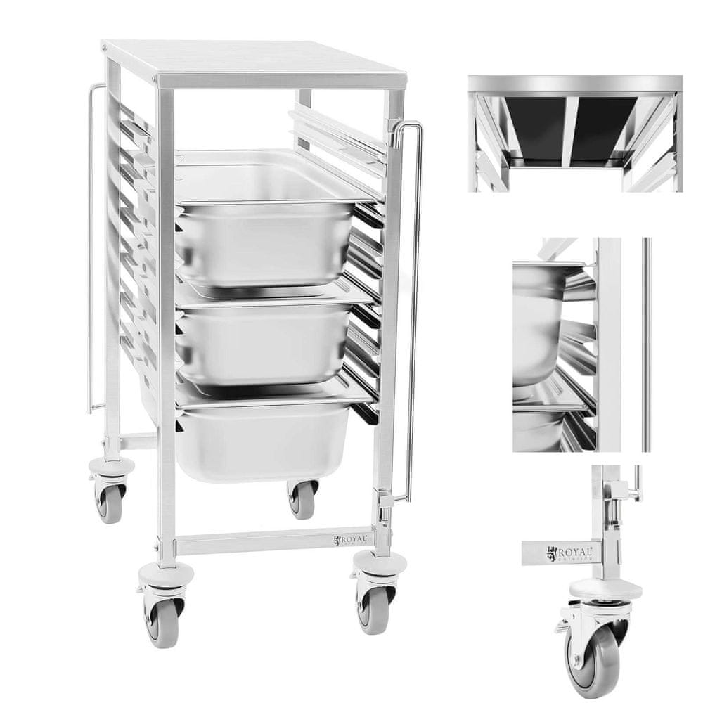 shumee Gastronomický vozík s policou na prepravu 6x kontajnerov GN1/1